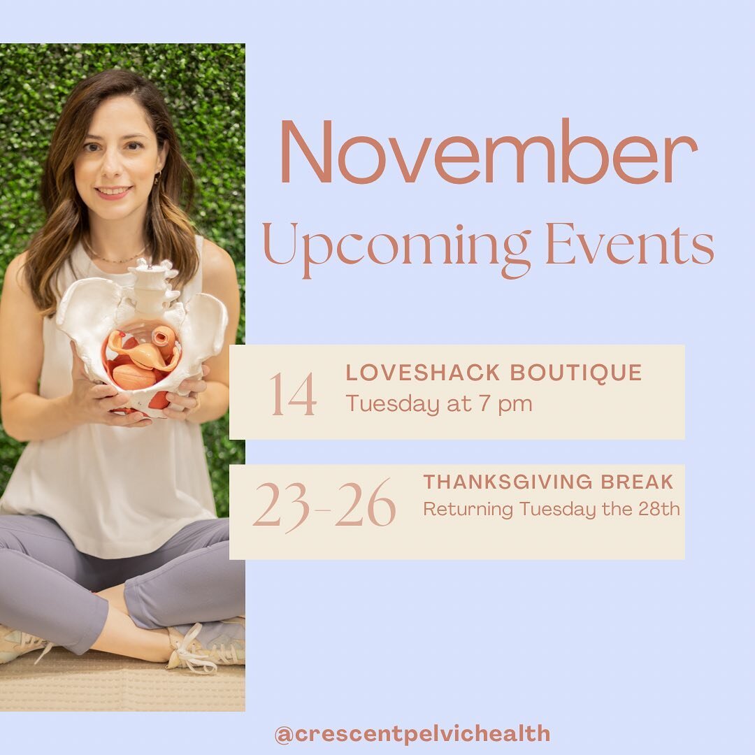 This month will be a slower one because the holiday season gets pretty intense. 

Join me at Loveshack Boutique for my last workshop of the year on November 14th at 7 pm. As always, RSVP! ✨ I will teach you about the relationship between the core and