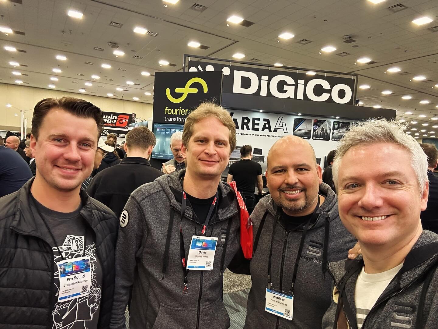 Some of the DS team roaming the halls of the 2024 #nammshow. Great to see exciting new things coming from #digico and #aviom!