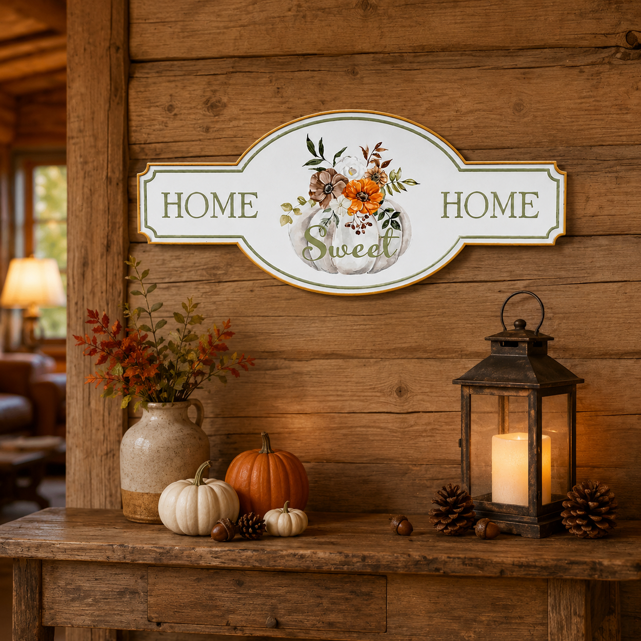 Metal Fall Home Sweet Home Sign 21.75"L
