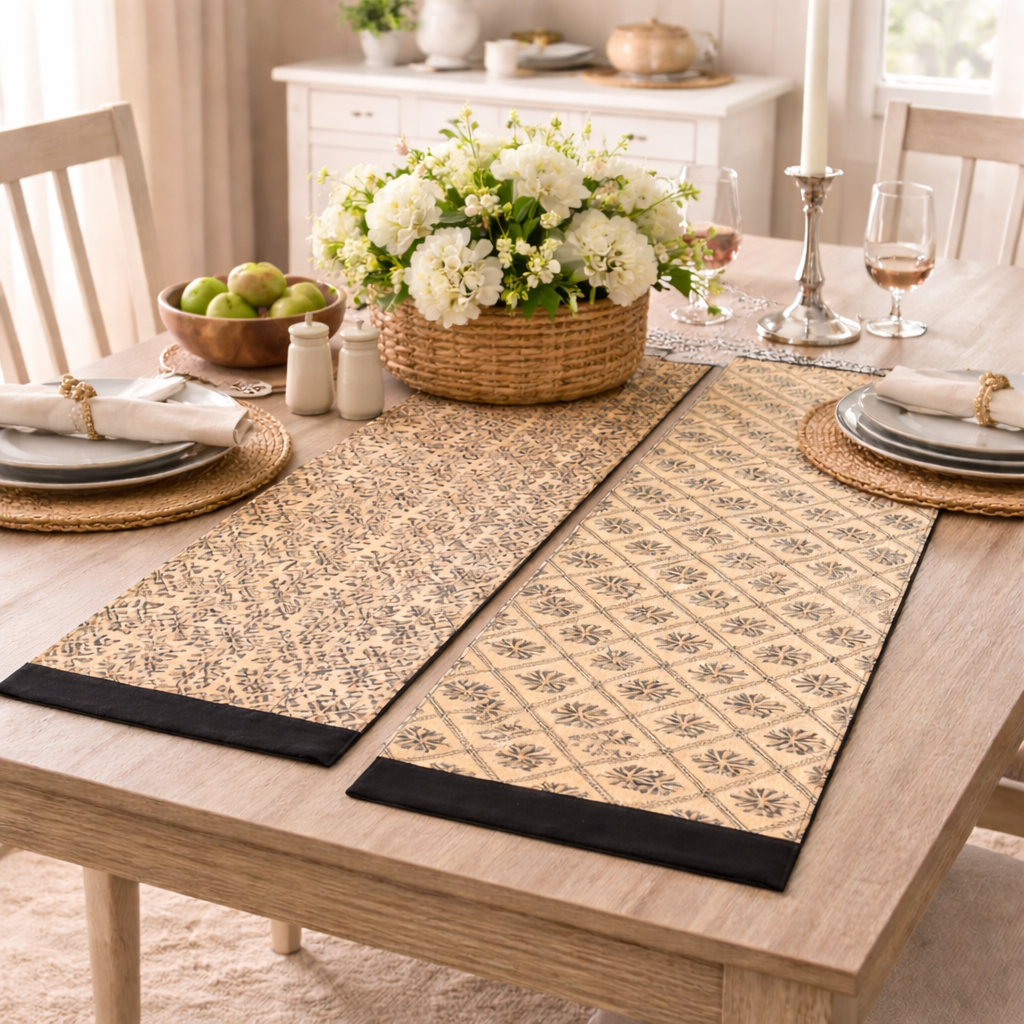 Geometric Floral Patterned Table Runner (Set of 2)