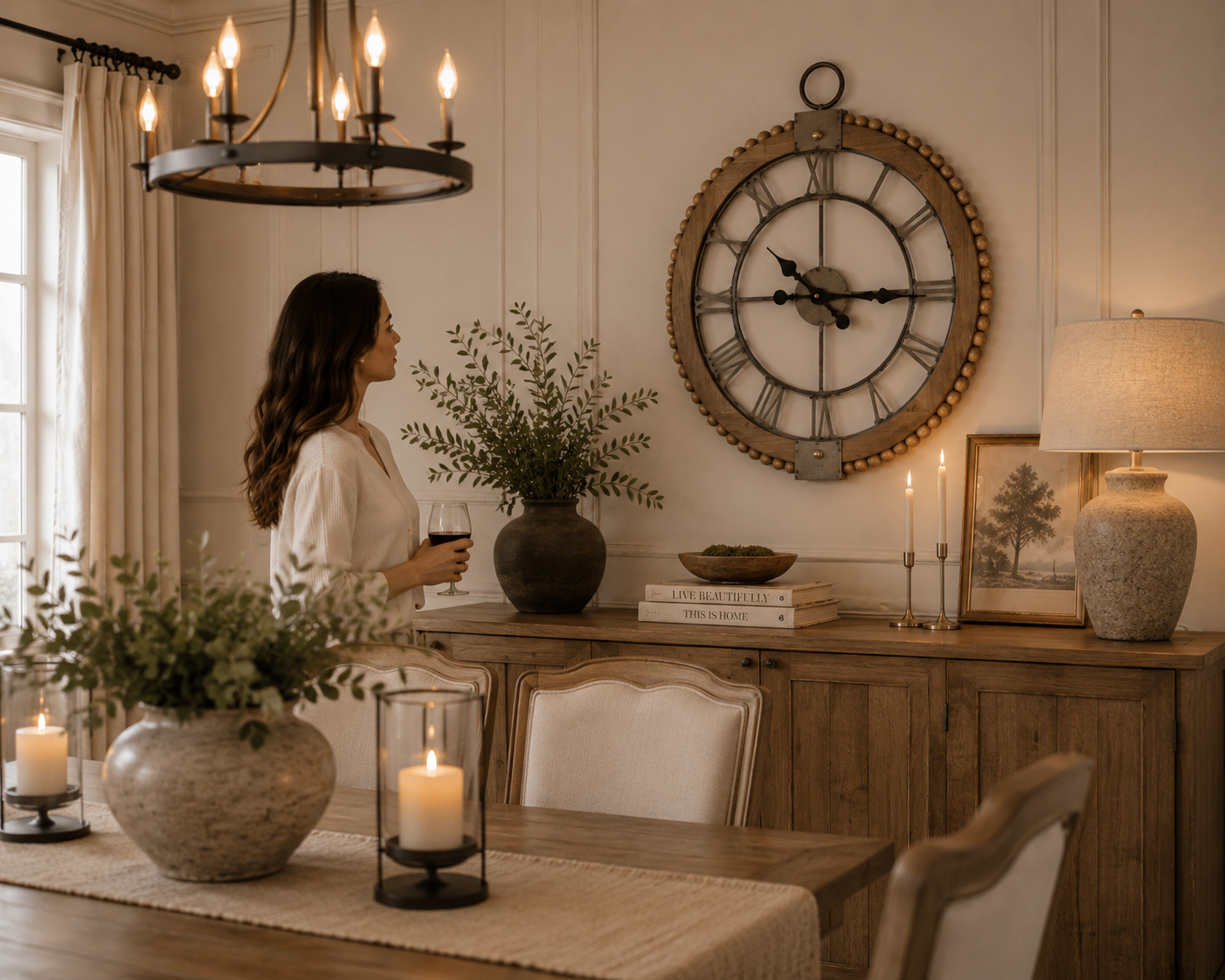beaded-wood-wall-clock-luxury-dining-room.jpg