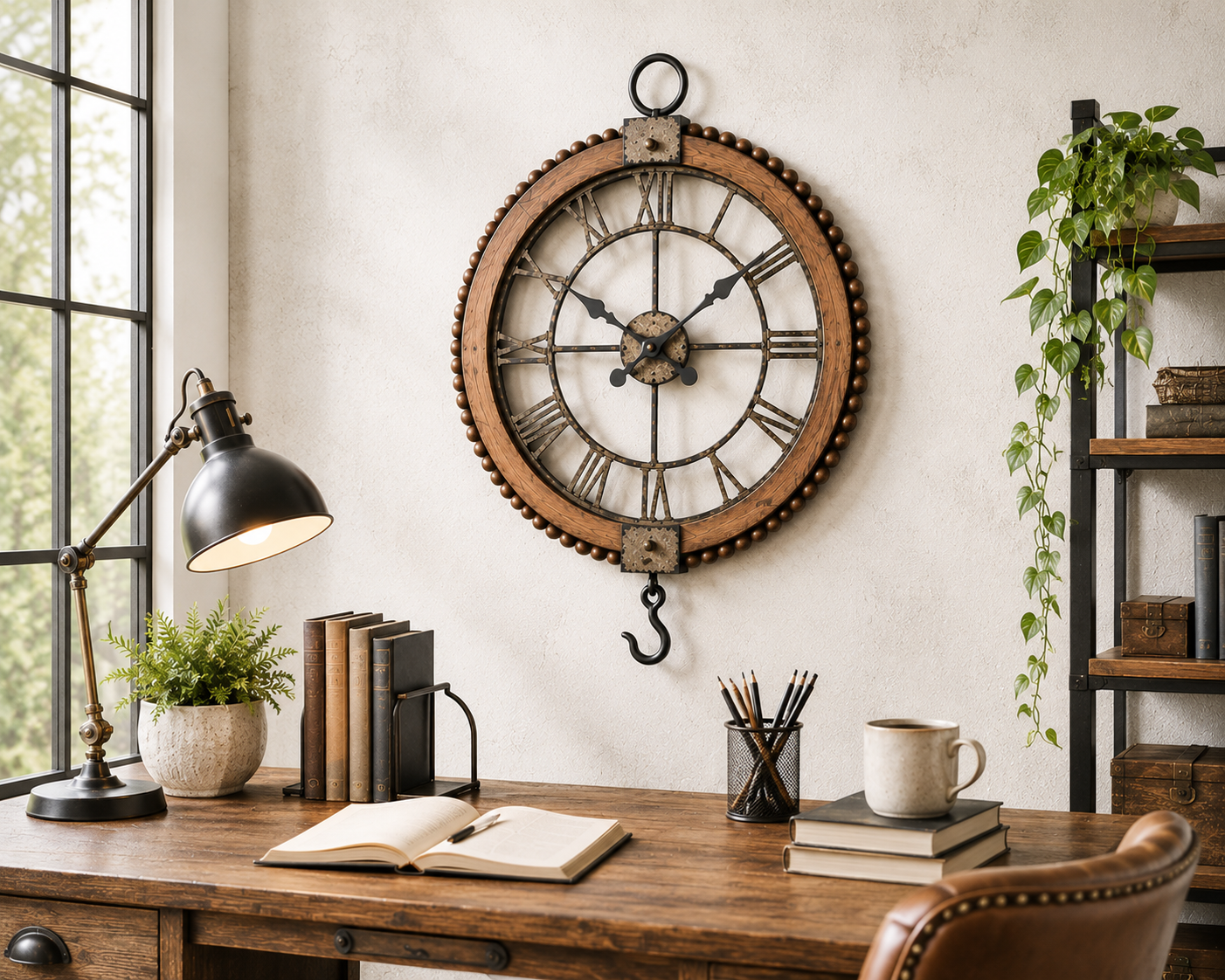 Foundry Hook Industrial Wall Clock
