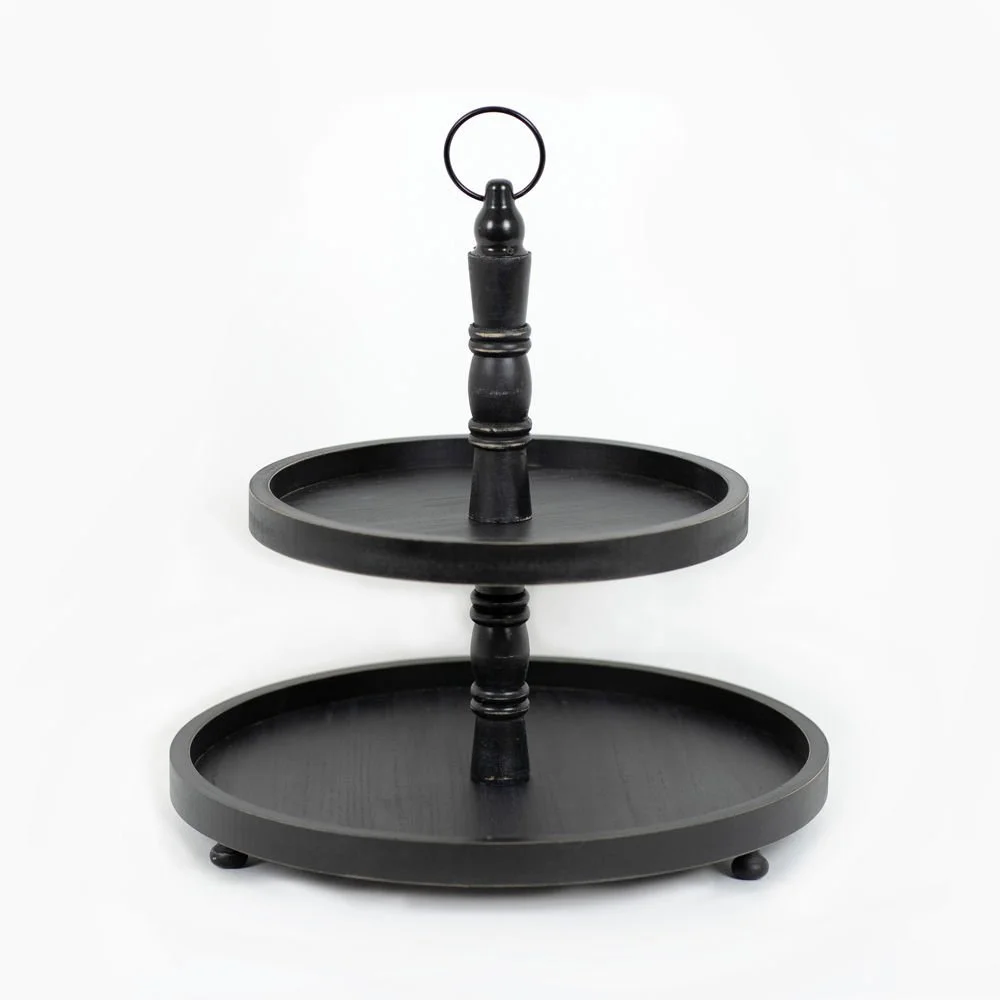 Black Two-Tier Statement Tray