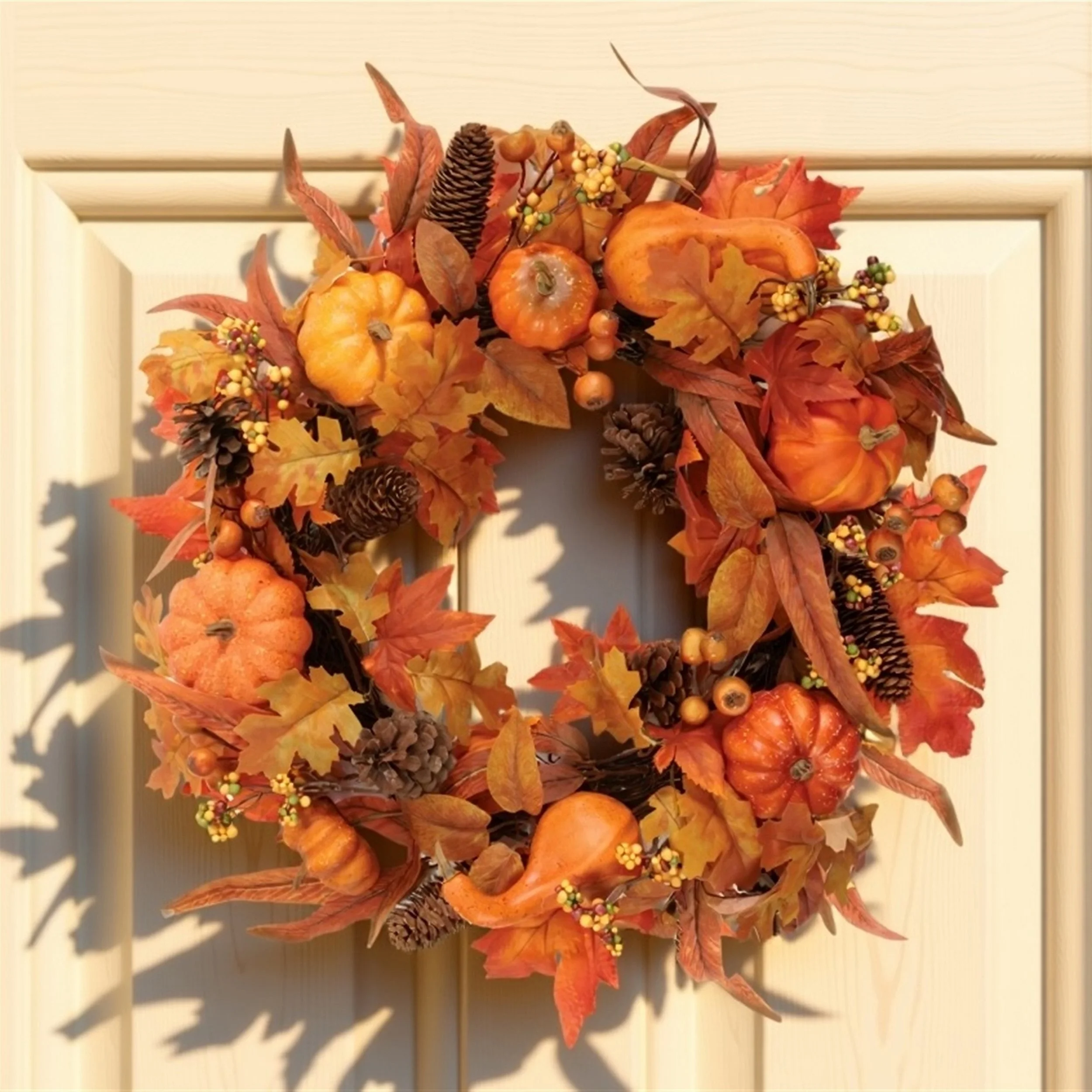 Pumpkin & Pinecone Fall Harvest Wreath 24"D