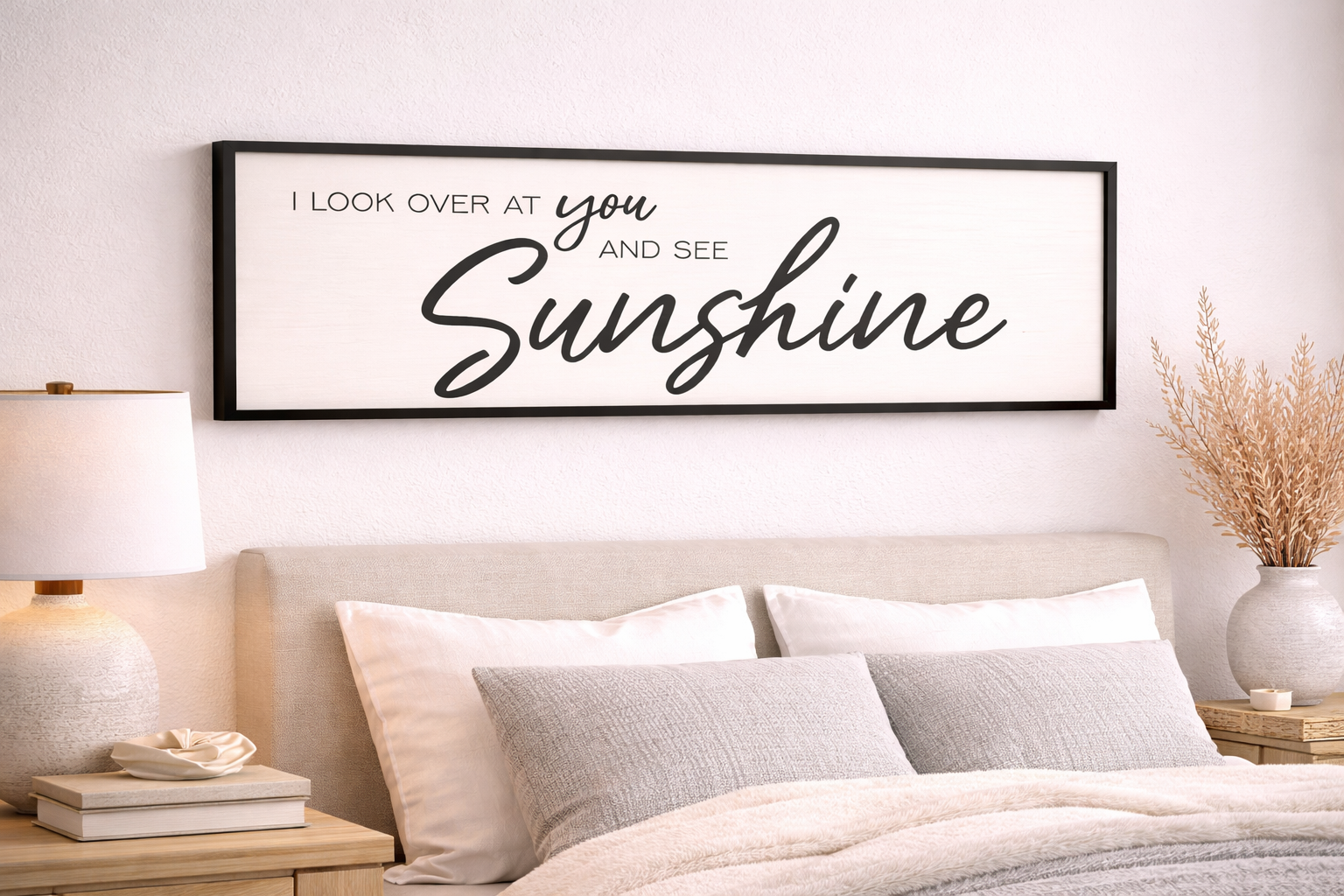 Reversible Kiss & You Wood Frame Wall Sign (Black/White) — 47" x 16"