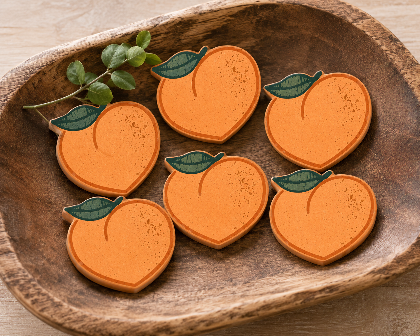 Sweet Orchard Wooden Peach Bowl Fillers – Set of 6