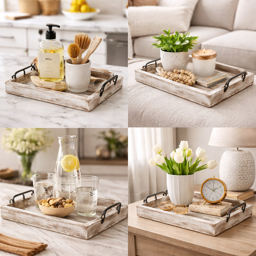 The Style-It-Your-Way Nesting Trays – Mango Wood, Natural & White