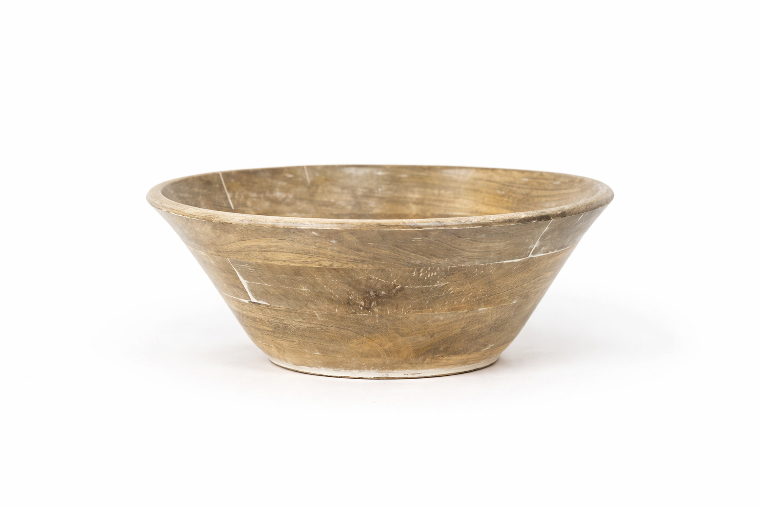 12” Mango Wood Decorative Bowl – Natural/White Kitchen Decor