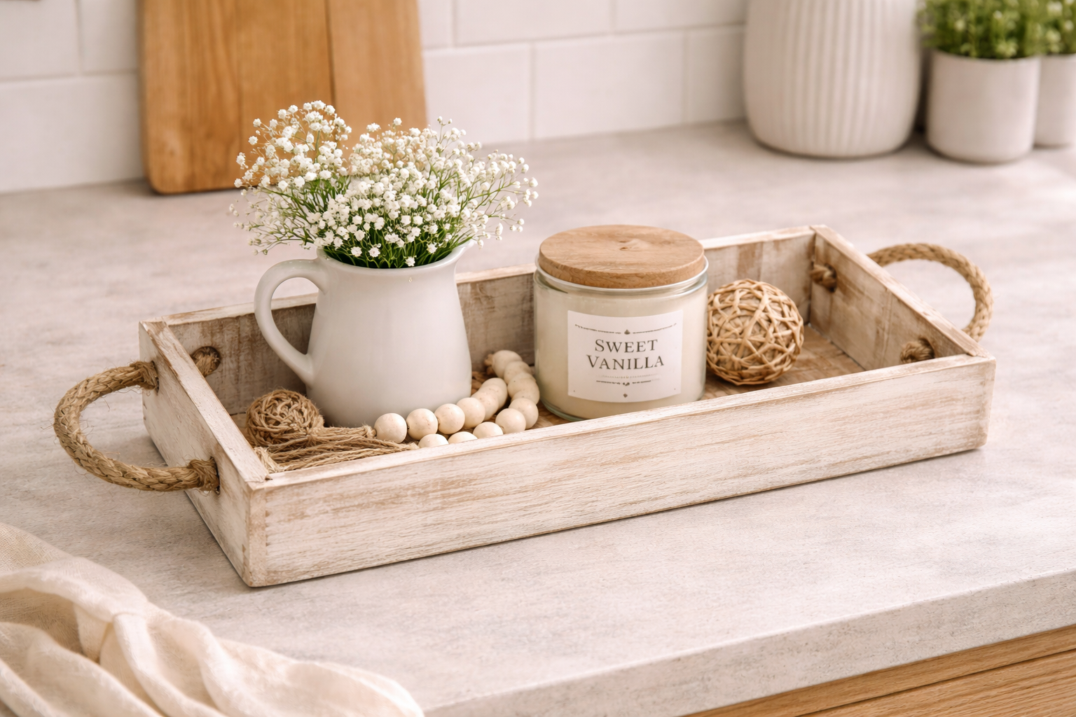 The Shiplap Gather Tray – Mango Wood in Natural & White