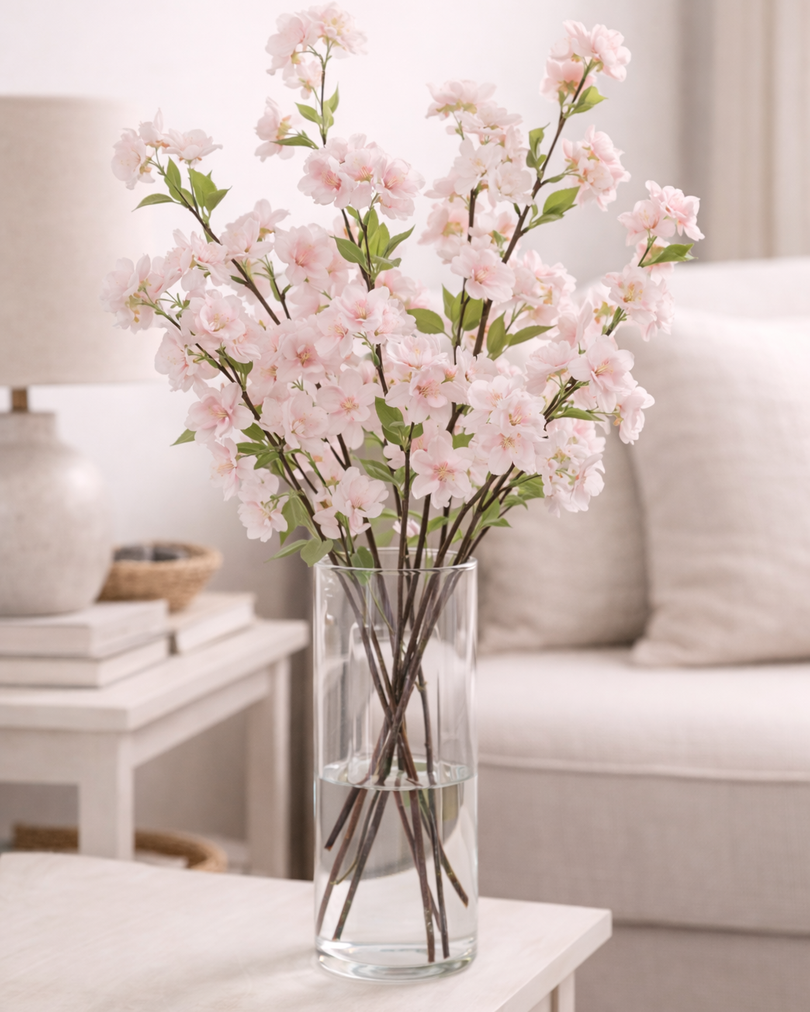 Soft Pink Apple Blossom Floral Branches – Set of 6