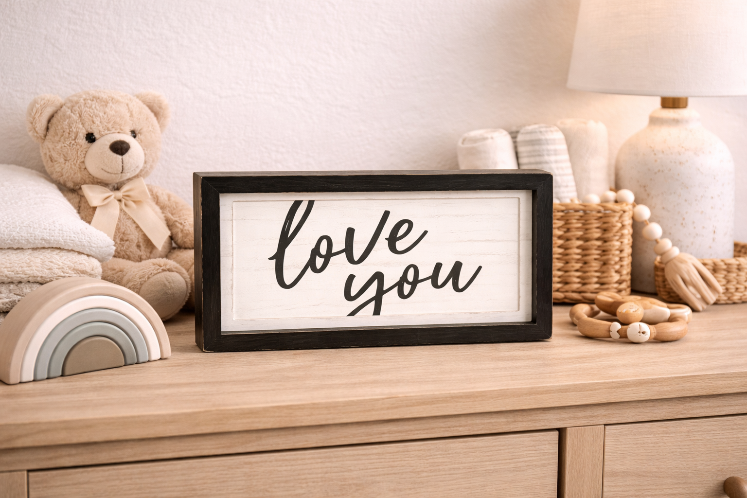 Reversible Love & Always Wood Frame Sign (White/Black) — 13" x 10"
