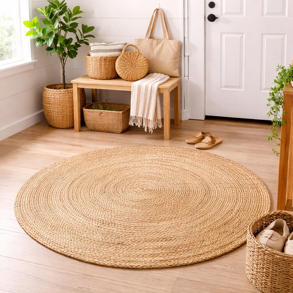 35" Natural Jute Braided Round Rug