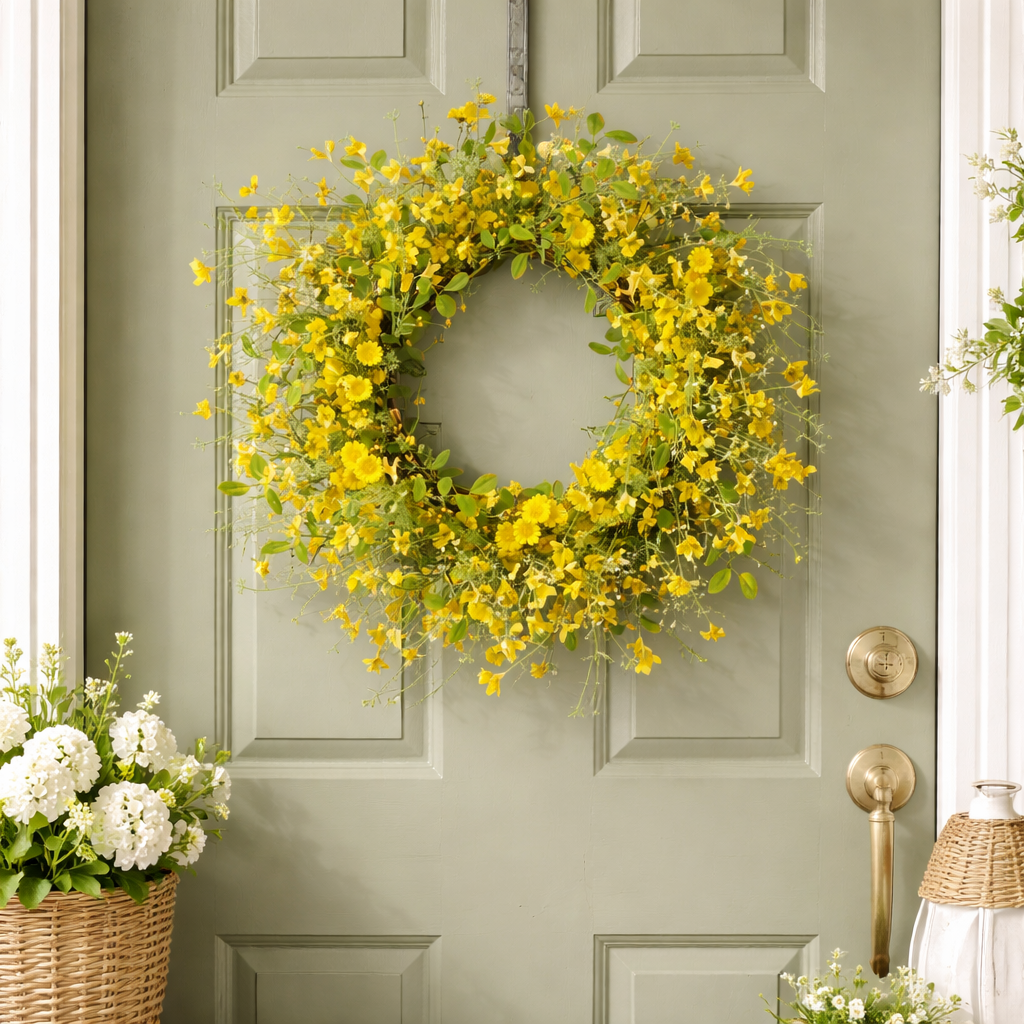 Bright Mixed Daisy Floral Wreath 20 Inch