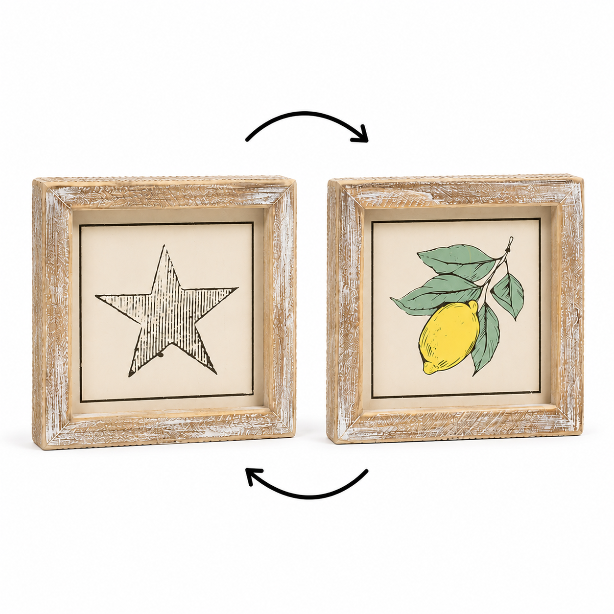 Reversible Americana Star & Lemon Mini Wood Framed Sign