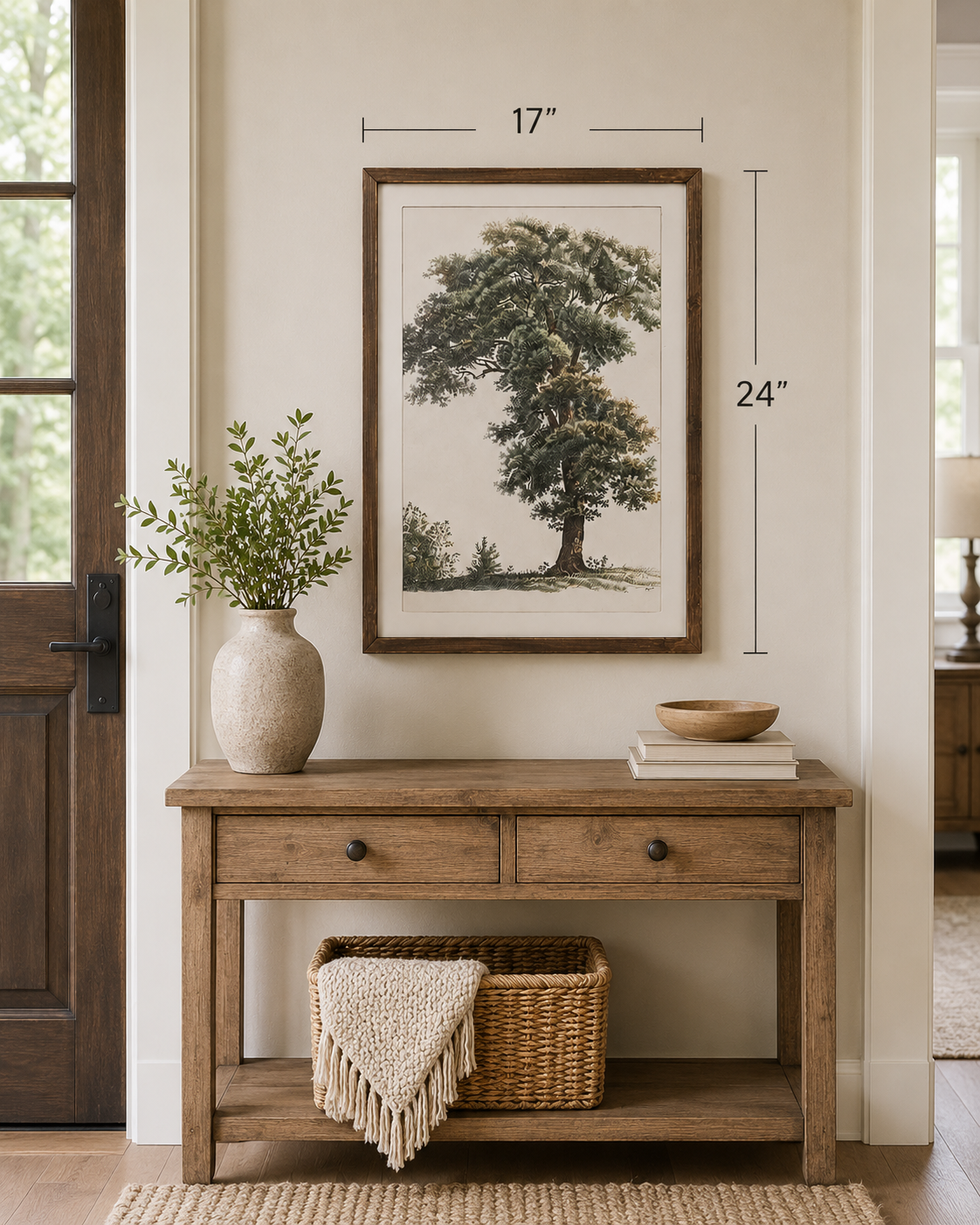 Reversible Woodland Tree & Botanical Vase Wood Framed Sign – Two Timeless Nature-Inspired Designs
