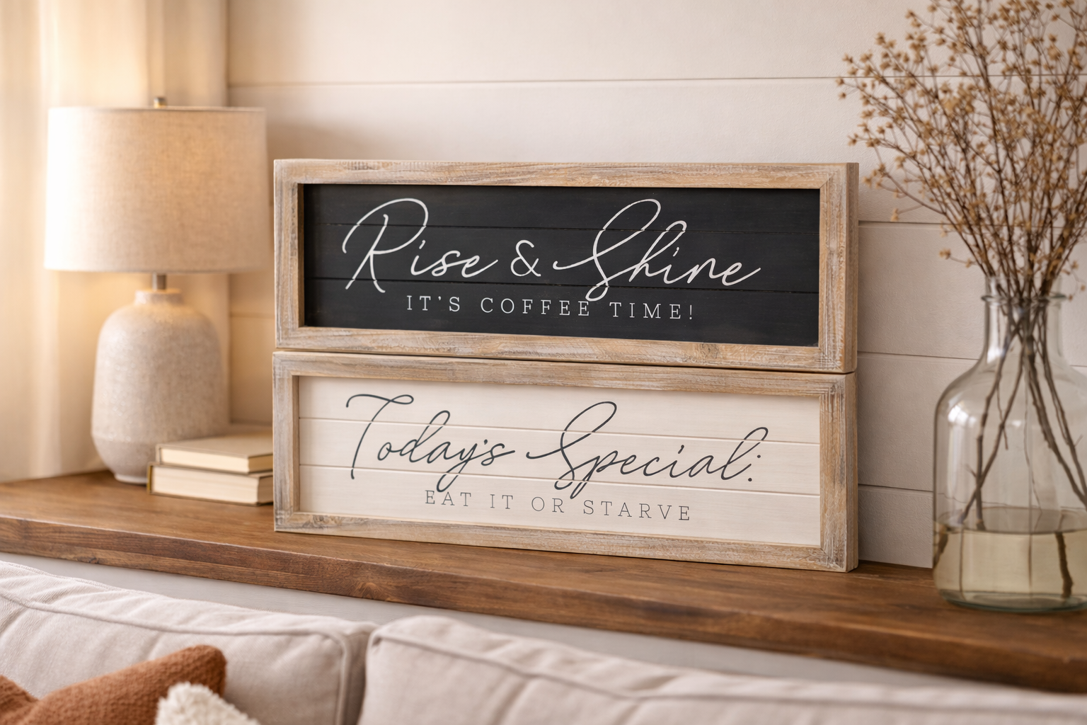 Two-in-One Reversible Wood Framed Kitchen Sign