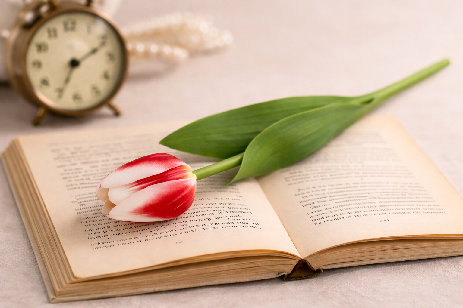 Red and white Red and White faux tulip stem.