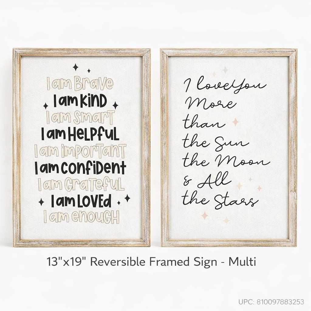 2-in-1 Reversible Framed Wall Sign — Love Quote + Daily Affirmations