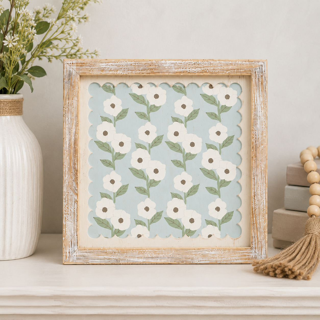 Reversible Floral Wood Frame Sign – Two Looks in One Farmhouse Accent