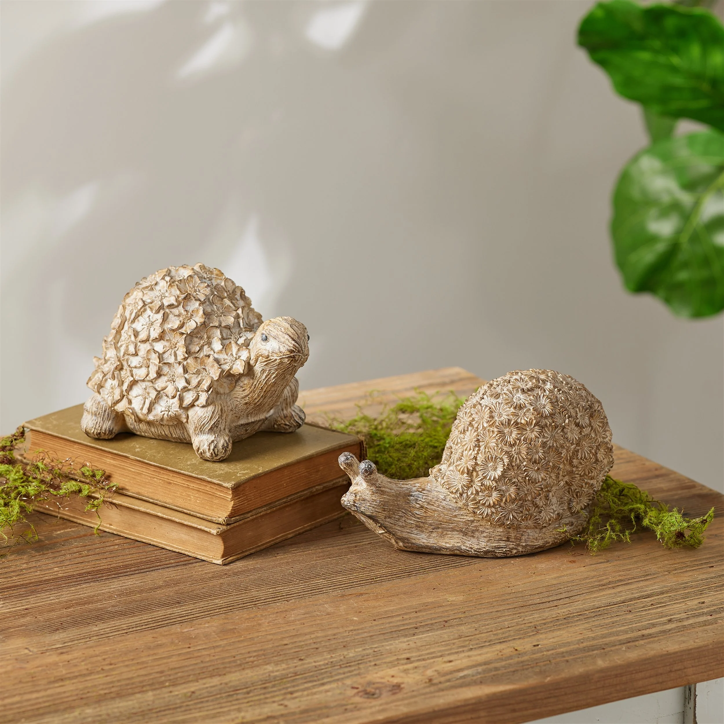 Floral Turtle and Snail Decor (Set of 2)