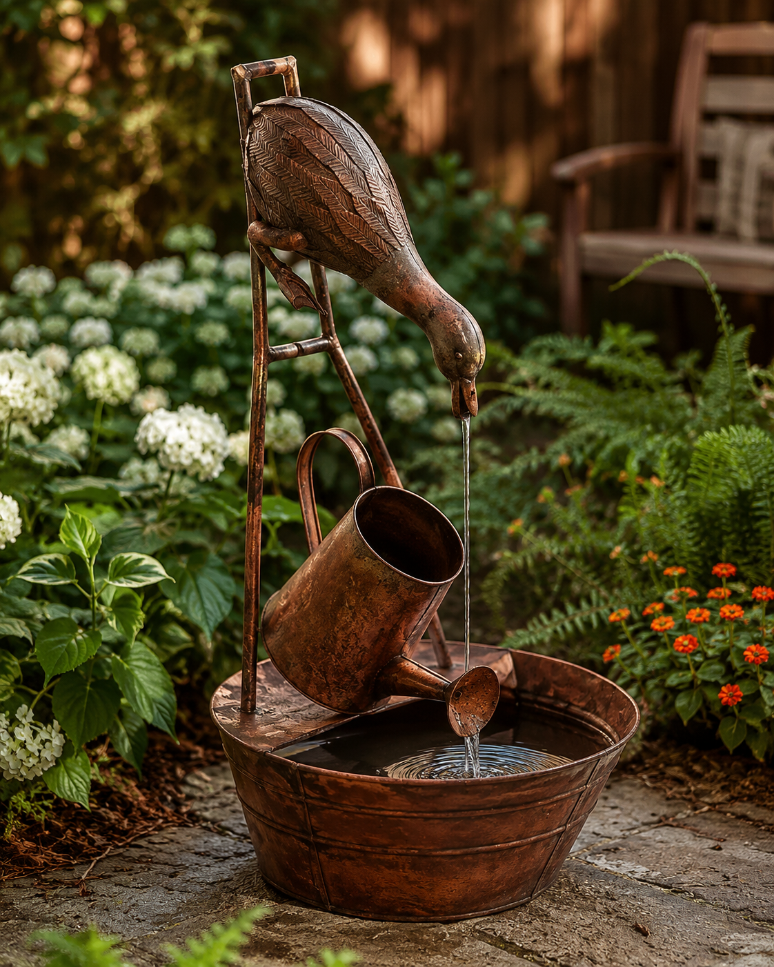Copper Meadow Duck Cascading Fountain – 33”H
