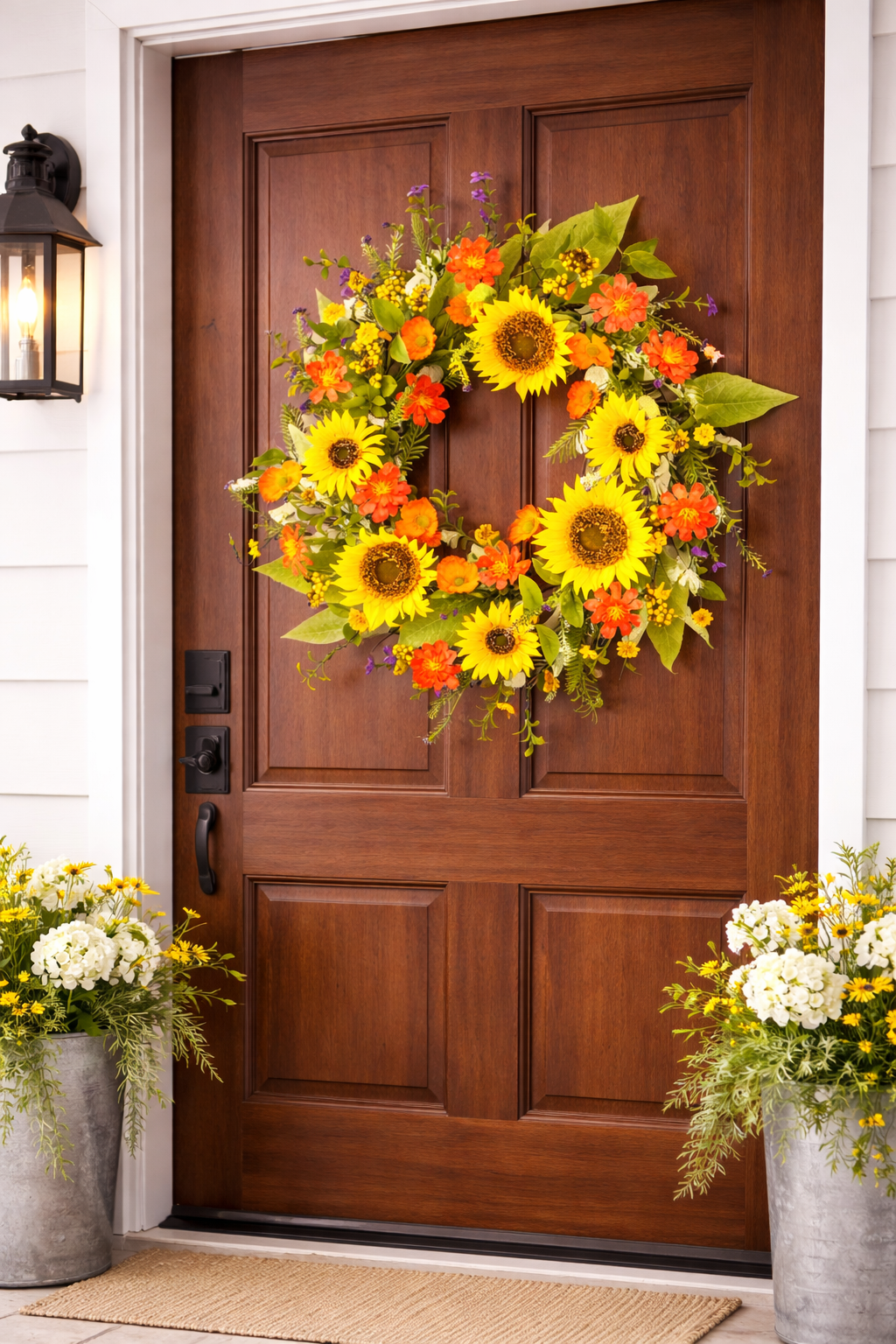 Golden Meadow Mixed Sunflower Wreath – 22 Inch