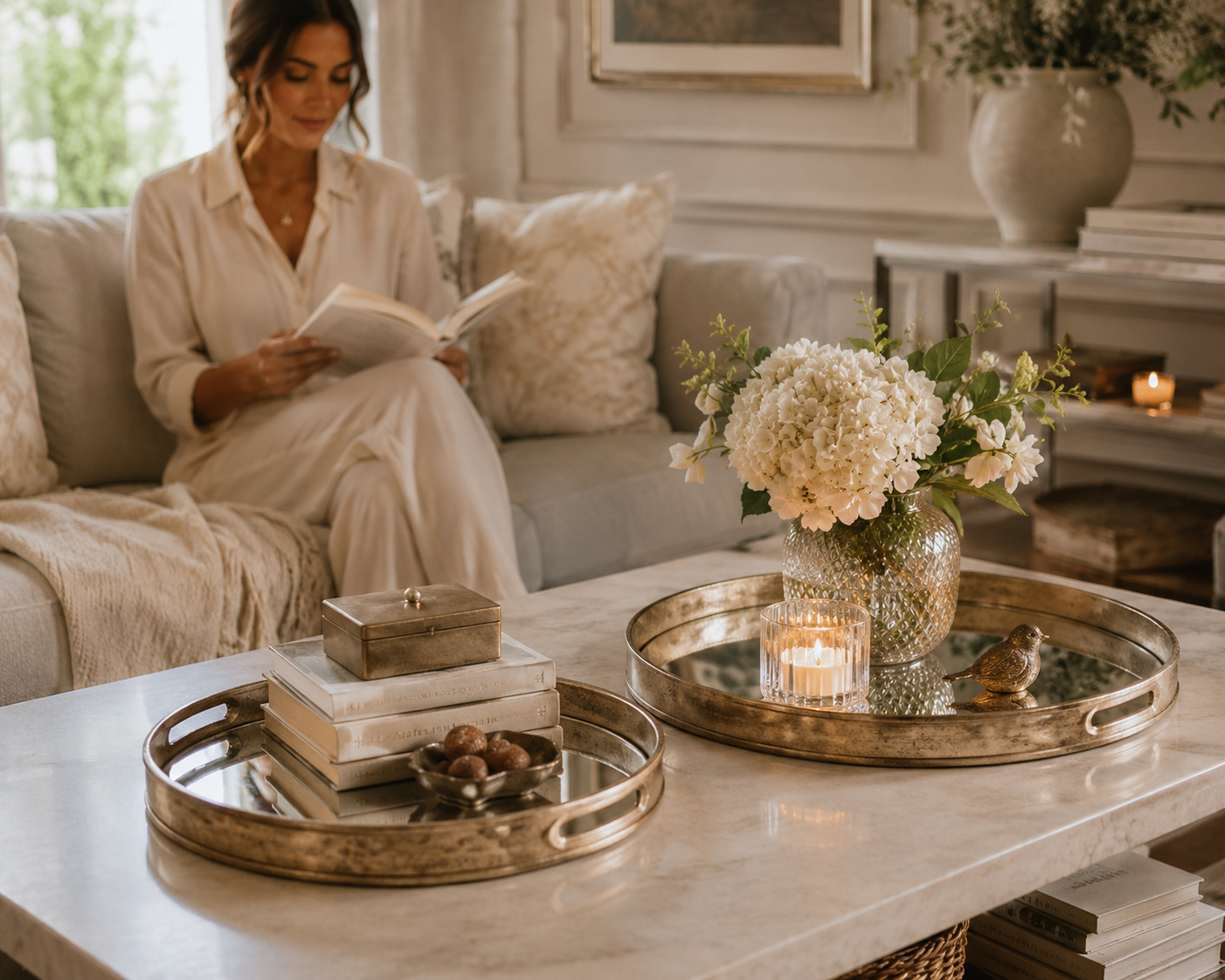 Luxury Round Mirror Tray Set – Elegant Decorative Trays for Refined Home Styling
