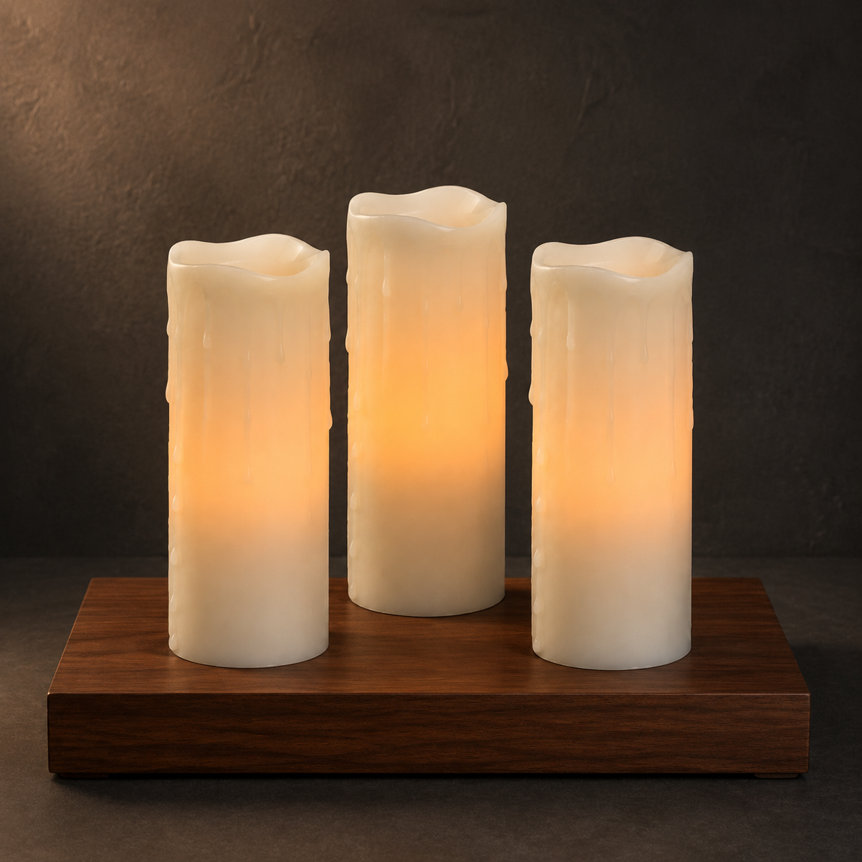 LED Dripping Wax Pillar Candles (Set of 3)