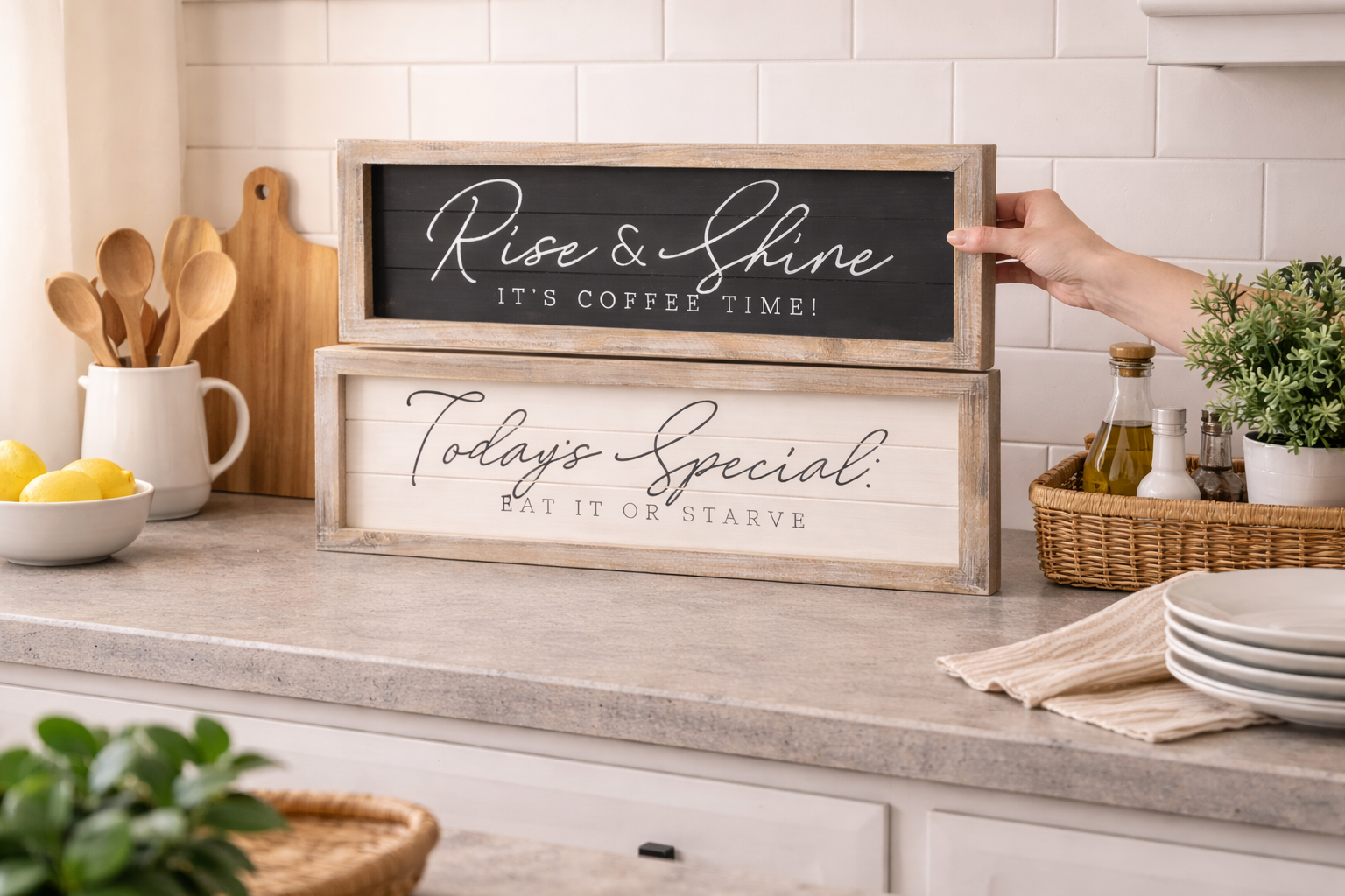 reversible-wood-framed-kitchen-sign-rise-and-shine-todays-special.jpg