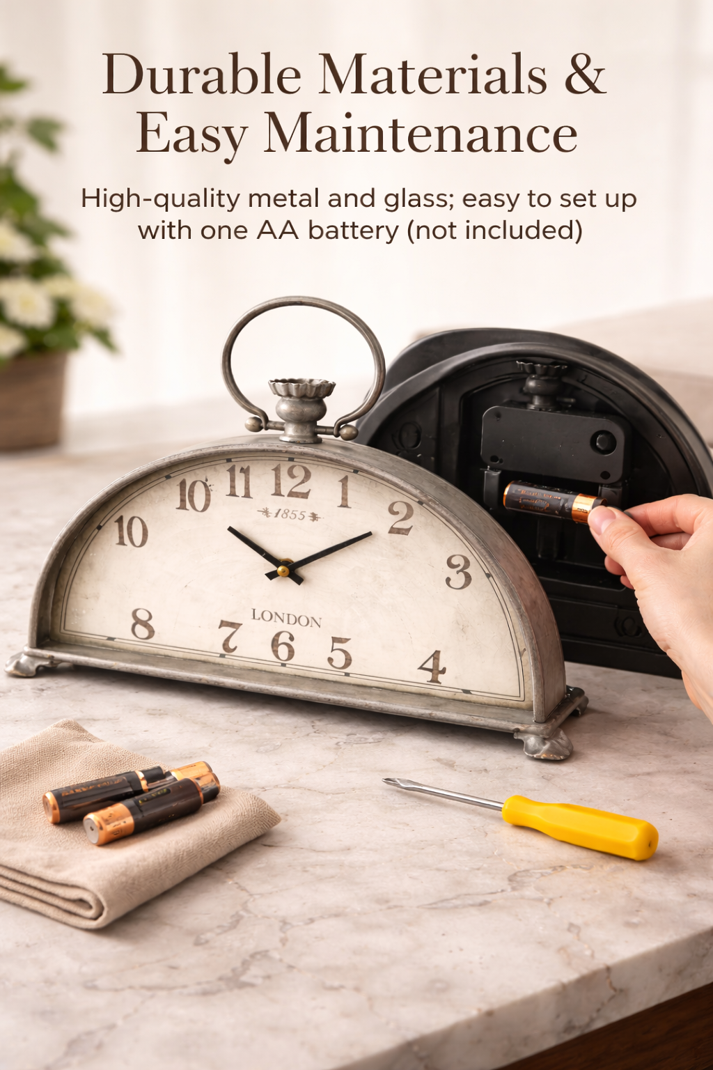 Antique Style Mantle Clock 15"L