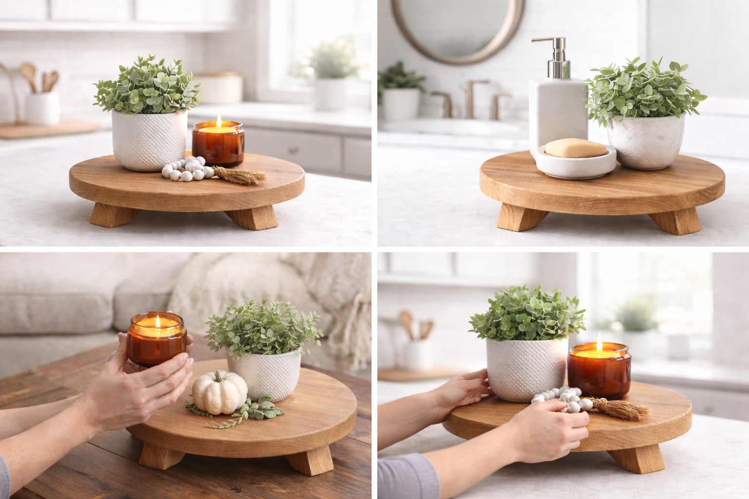 Farmhouse Round Wood Riser 15"