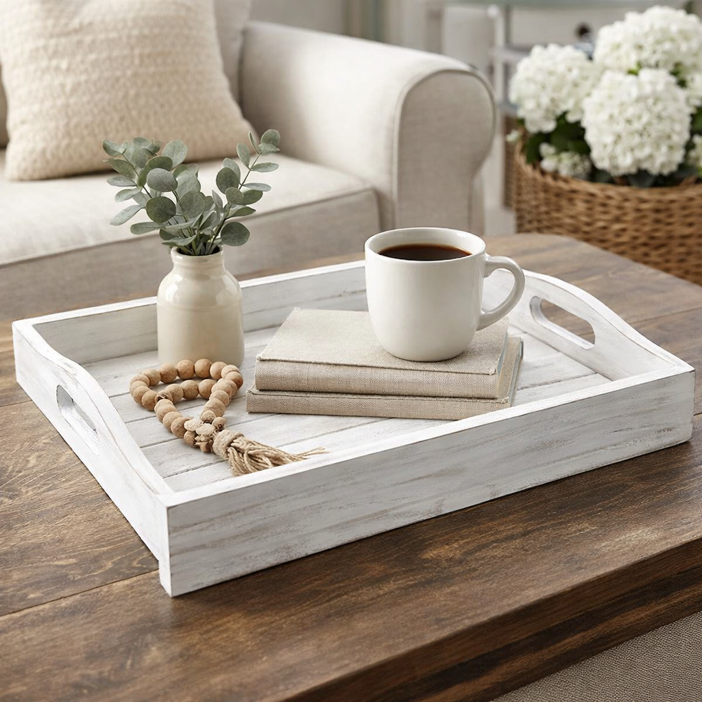 Whitewashed Shiplap Wood Tray