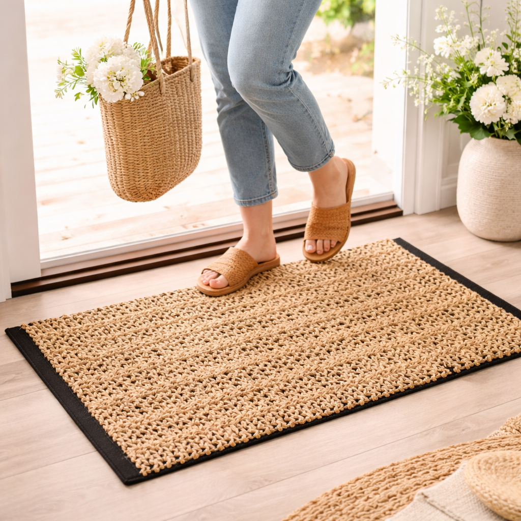 Black-Trim Jute Entry Rug 24 x 35