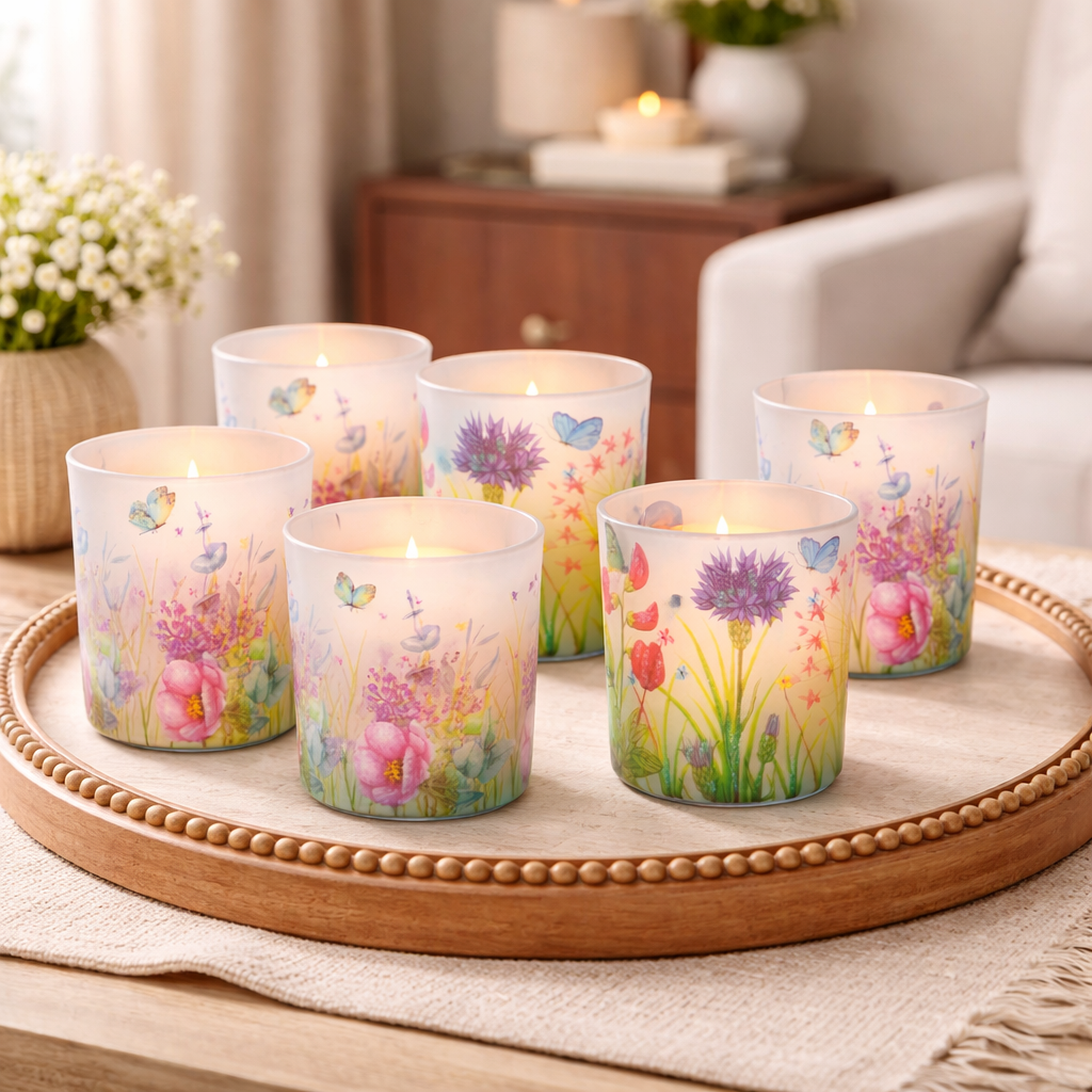 Floral Butterfly Votive Candle Holder Set of 6