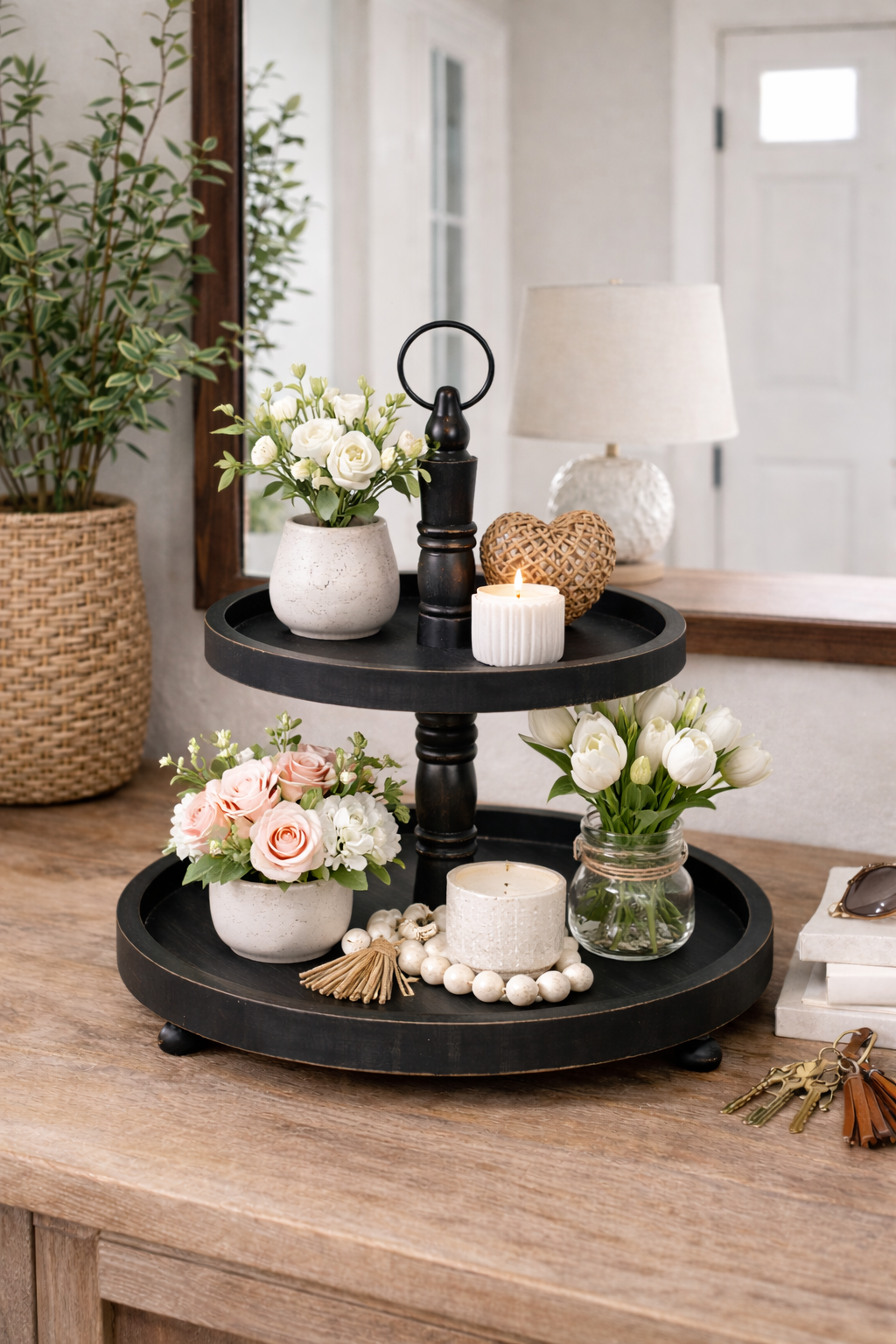 Black Two-Tier Statement Tray