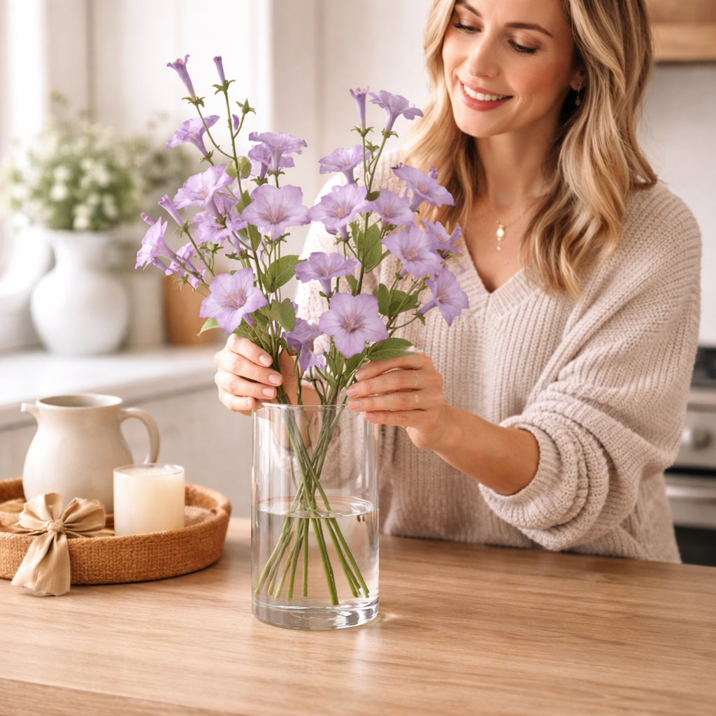 Purple Morning Glory Floral Spray Set of 2