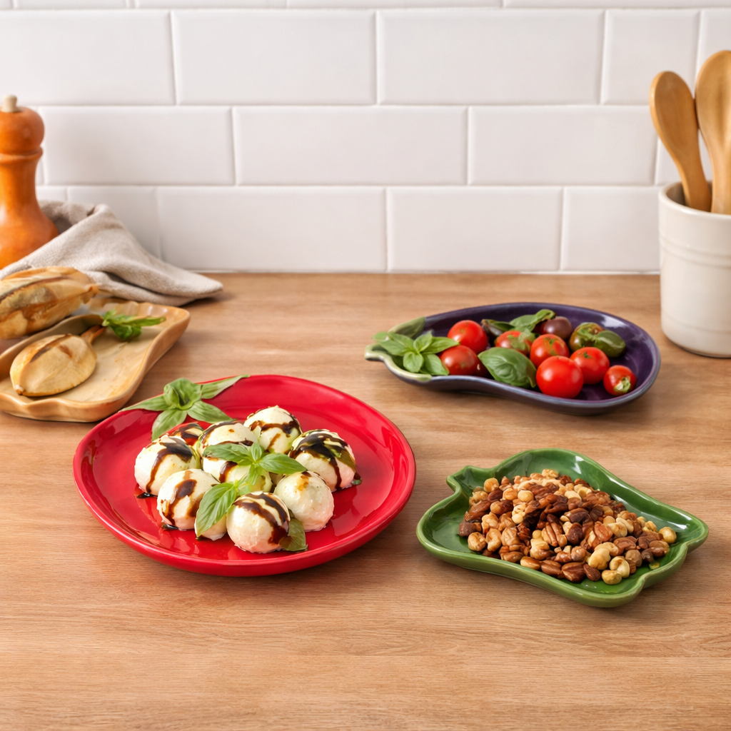 Charming Ceramic Vegetable Plate Set - Set of 3