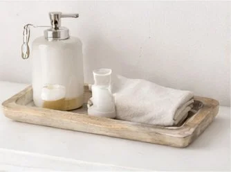 The Little Luxe Mango Wood Tray – Natural & White