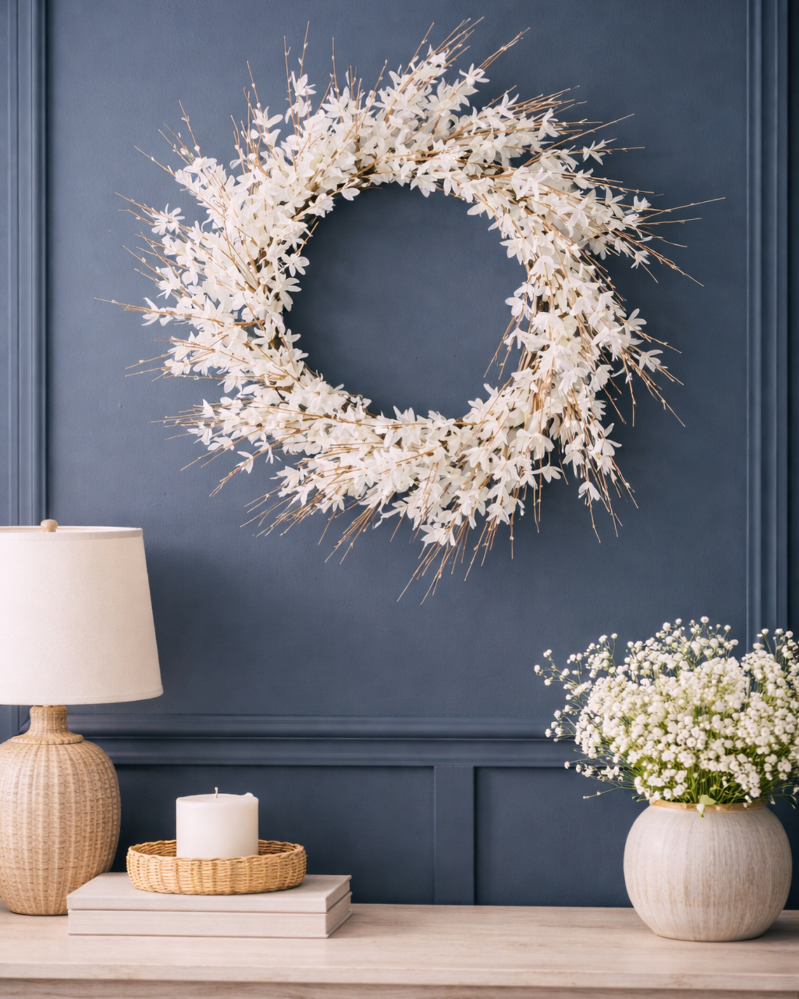 Snow Blossom Twig Wreath – 25 Inch