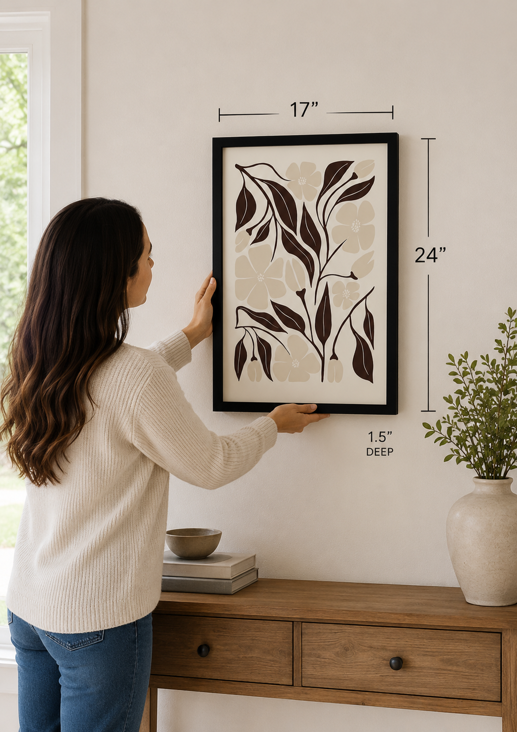 Reversible Botanical Floral Wood Framed Sign – Dual-Sided Statement Wall Décor