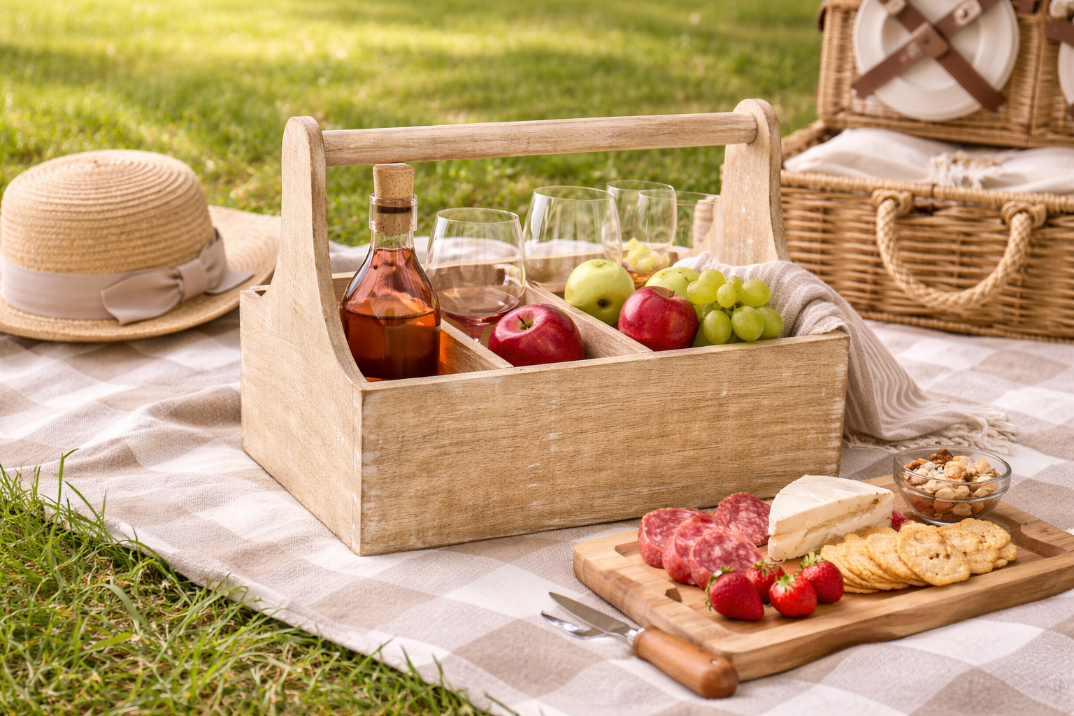 Mango Wood Caddy – Natural & White