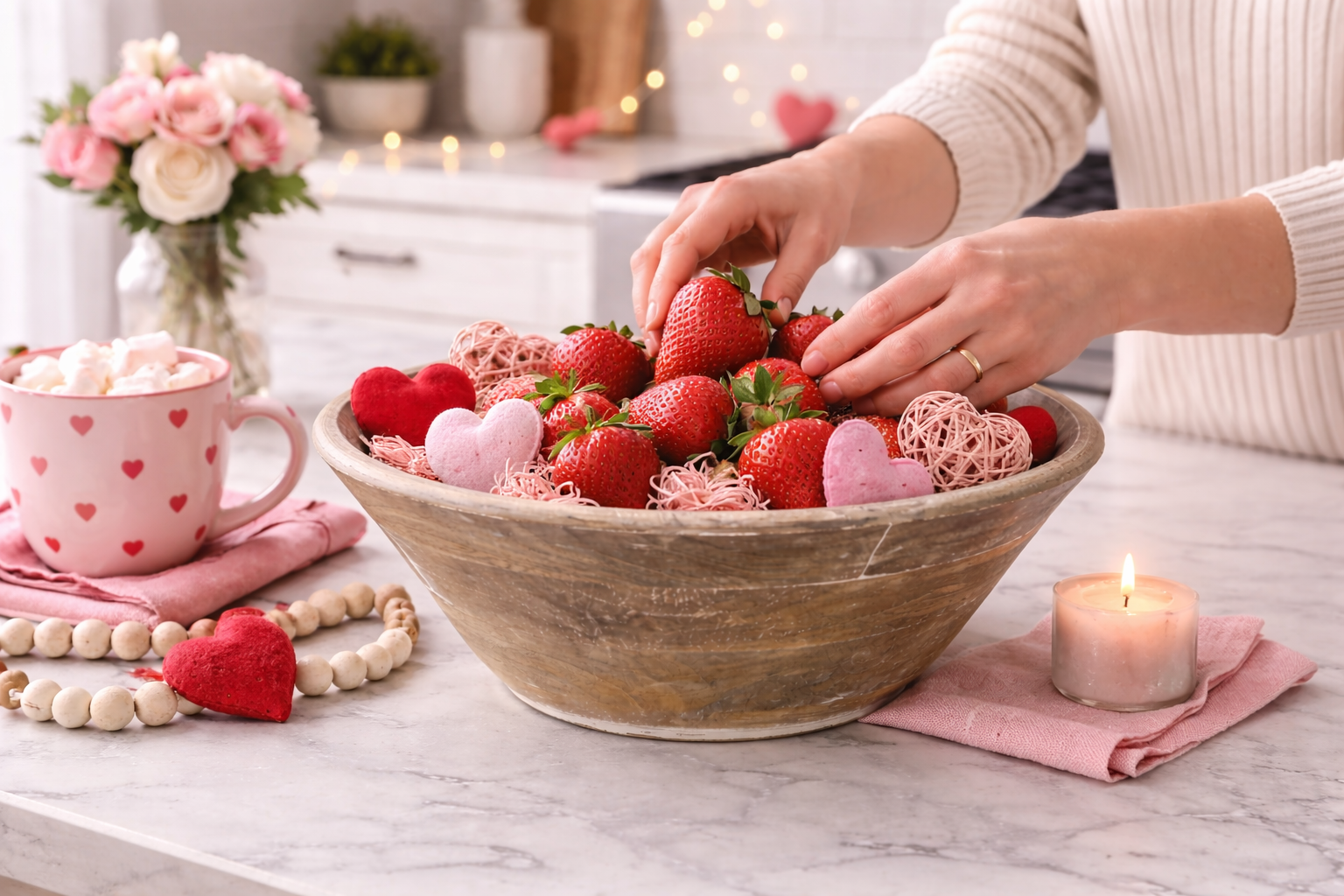 The Signature Mango Wood Bowl, Natural & White Finish