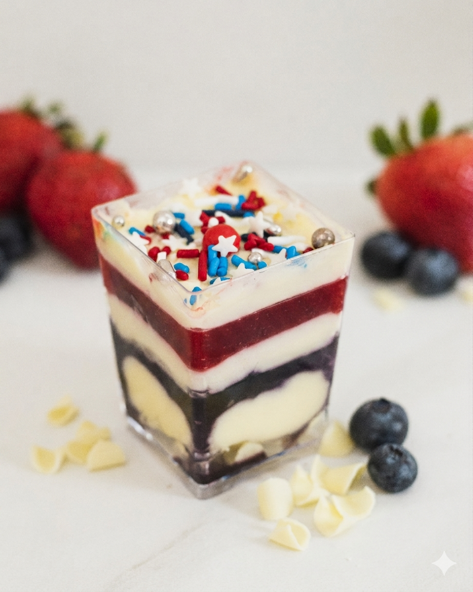 Red, White & Blueberry Dessert Shot