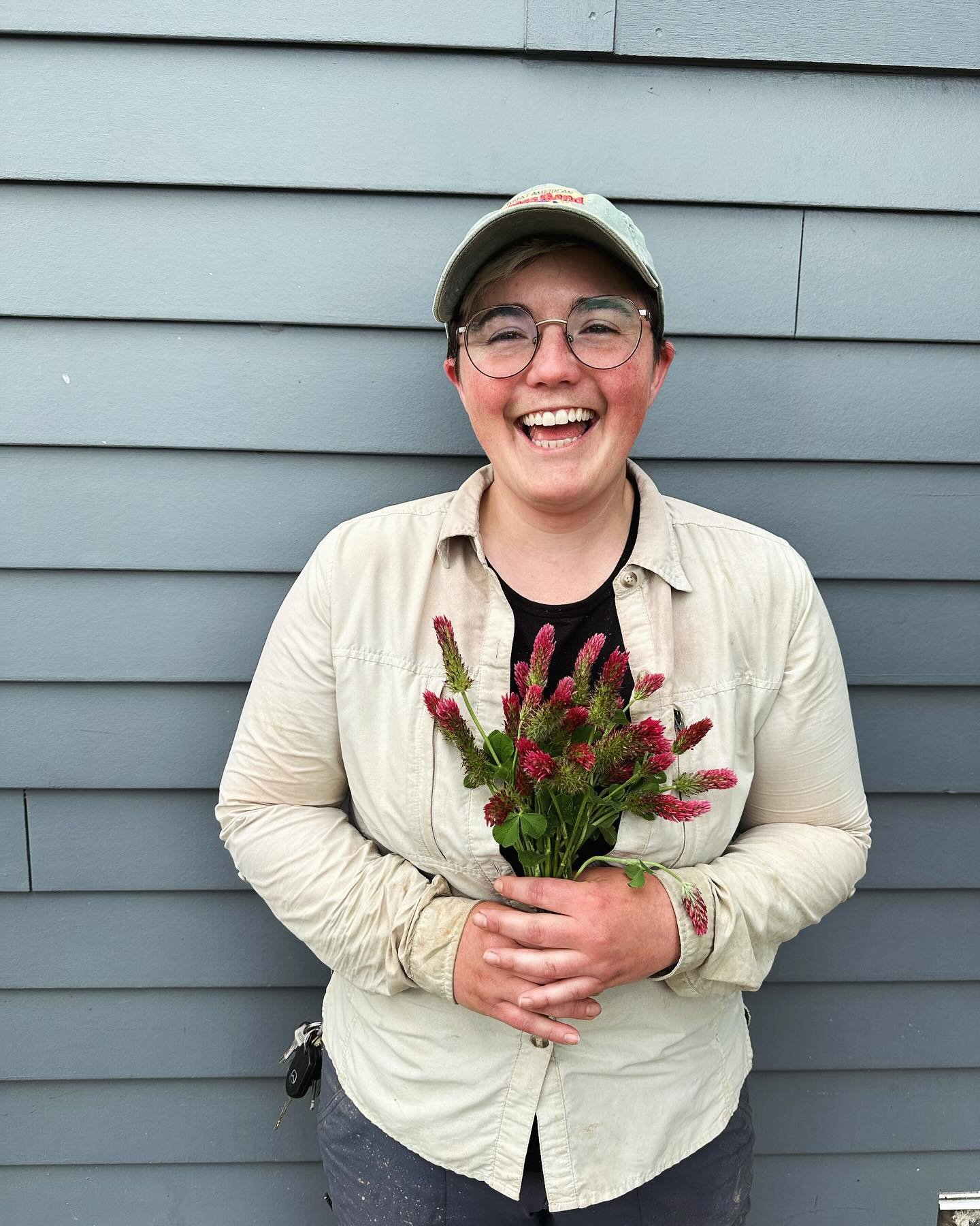 Erica - our wonderful team member who was managing with us the last few years is now our wonderful FARMER! 

Here she is dropping off some CRIMSON CLOVER from @darkwoodfarmer today. 

(Cue all the song lyrics) 

What do we do with them? Not sure yet.