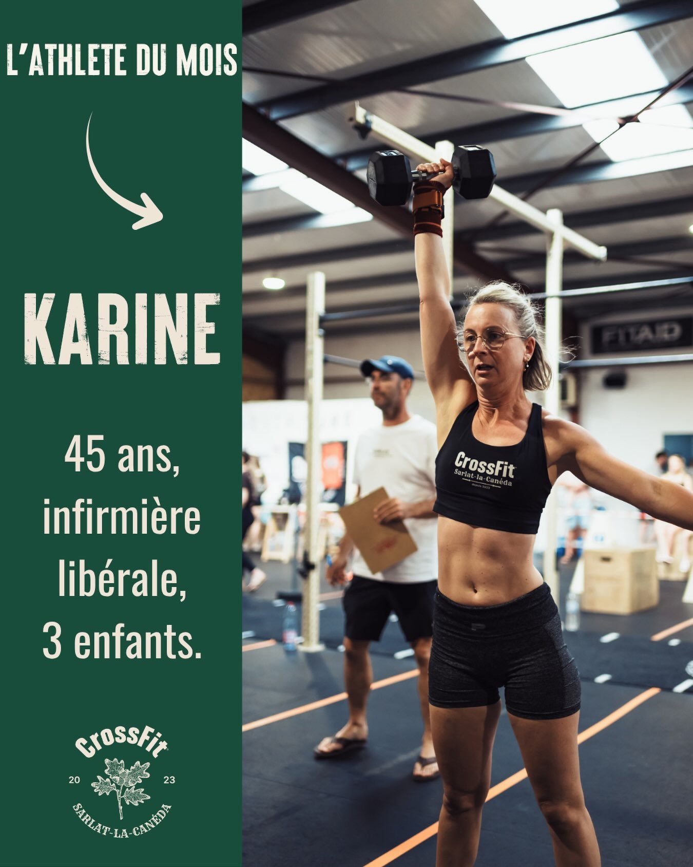 🌞 L&rsquo;athl&egrave;te du mois, c&rsquo;est Karine! 🌞

Elle a d&eacute;couvert le CrossFit par hasard pendant les journ&eacute;es portes ouvertes, et depuis, elle y a converti son mari, ses enfants, et m&ecirc;me sa maman,  adepte du cours des L&