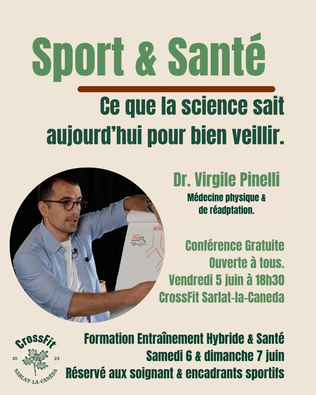 📣 UN WEEK-END AUTOUR DU SPORT &amp; DE LA SANT&Eacute; &Agrave; SARLAT

Les 5, 6 &amp; 7 juin, CrossFit Sarlat-la-Can&eacute;da accueille le Dr Virgile Pinelli (@dr.pinelli) pour un week-end d&eacute;di&eacute; &agrave; une question essentielle :

?