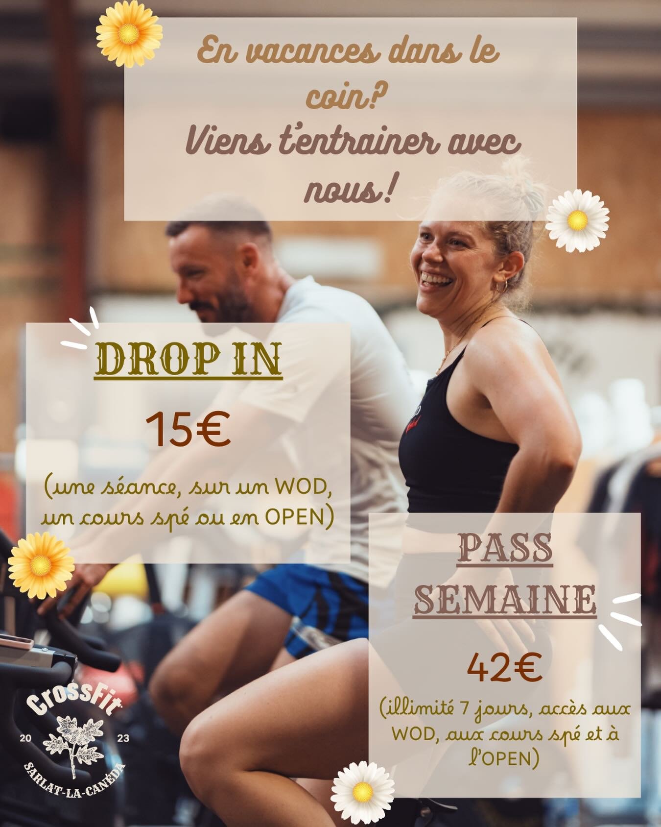 🦆 De passage dans la r&eacute;gion? 🌾

🌞 Viens t&rsquo;entra&icirc;ner avec nous! 
La box de CrossFit du Sarladais t&rsquo;accueille pour un drop ! 

🤸 Que tu souhaites t&rsquo;entra&icirc;ner en libre ou en cours de la classe, plusieurs formules