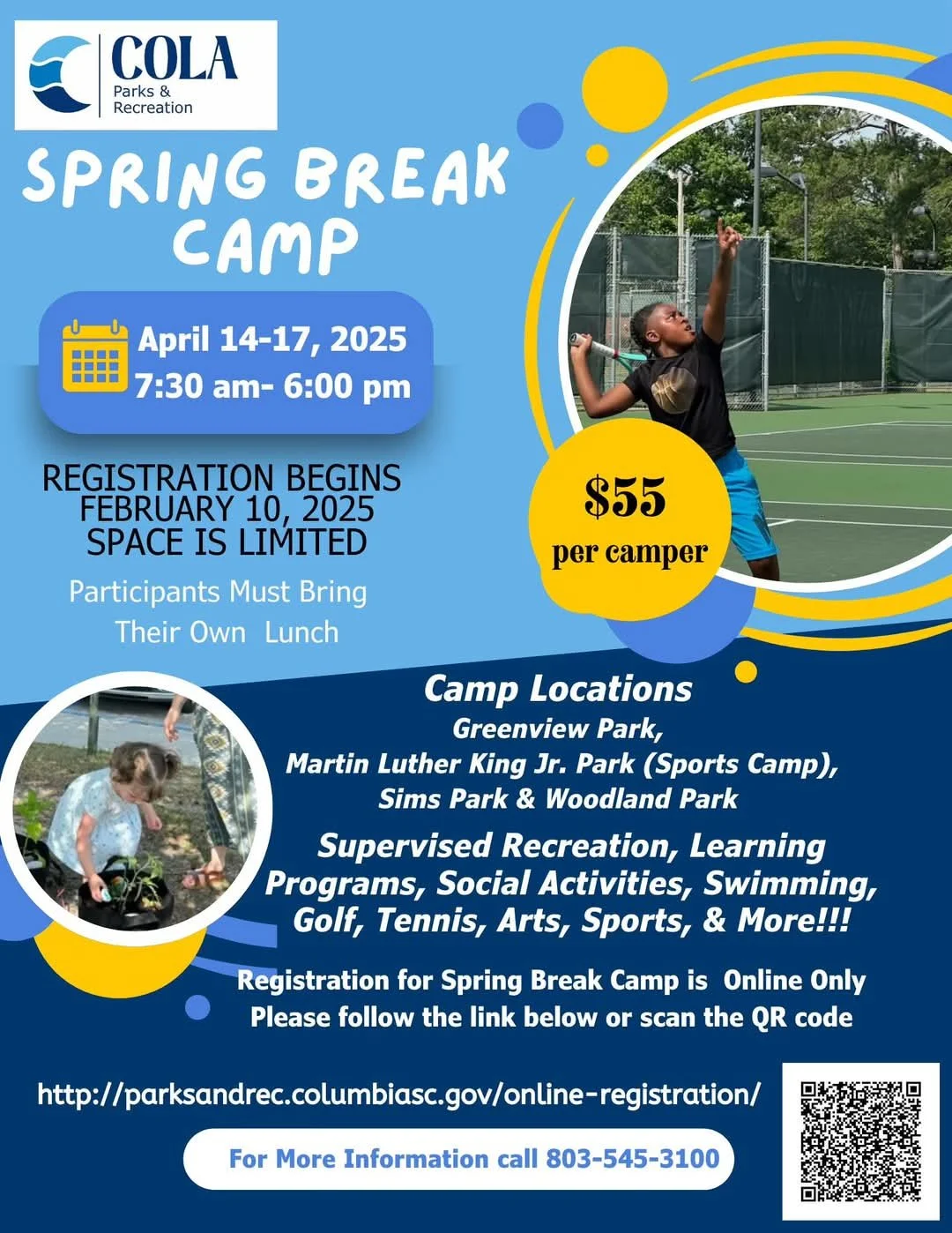 Columbia Parks &amp; Recreation Spring Break Camp
