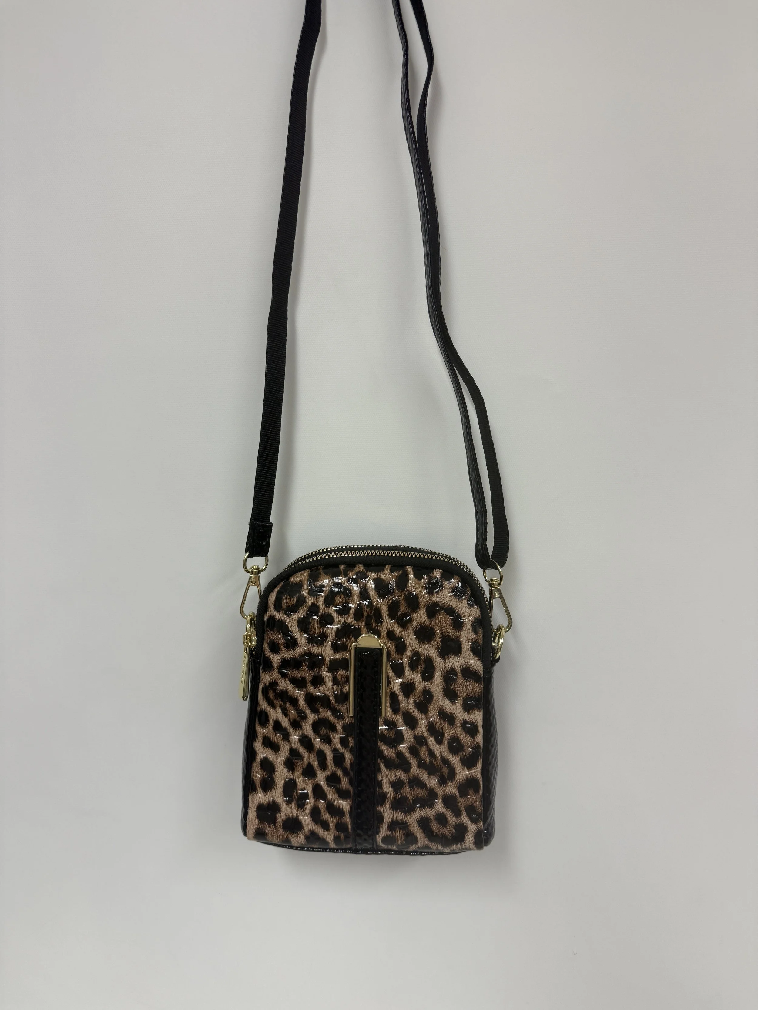 NEUF - Sac à main en bandoulière, motif léopard, 18 x 14 cm, EQXDSE