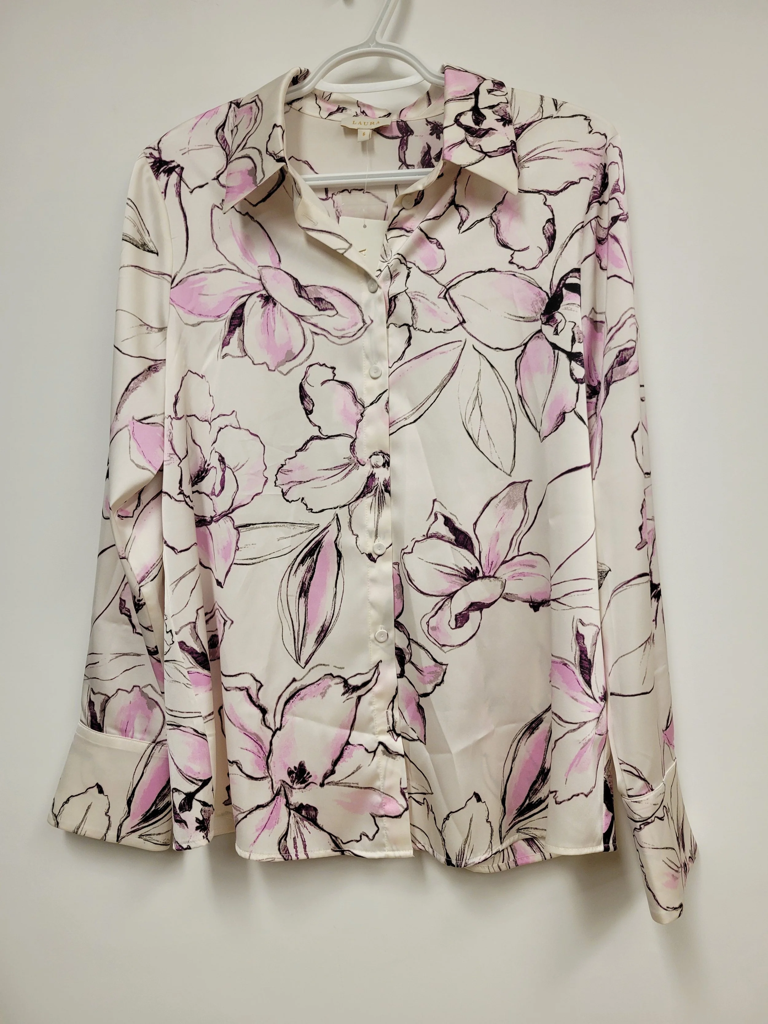 Chemisier blanc et violet, Laura, taille 6